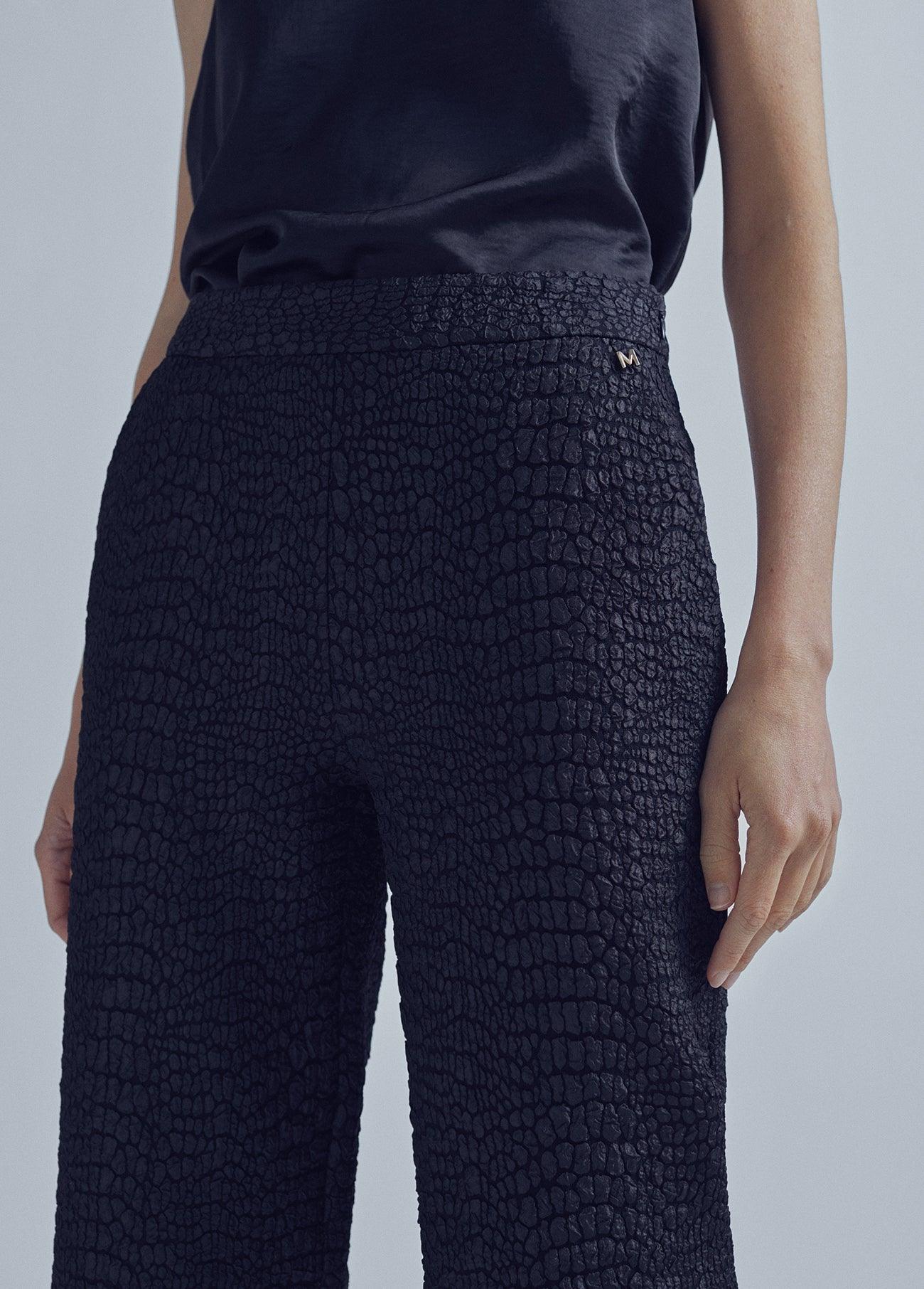 32467013-Textured culottes-Black