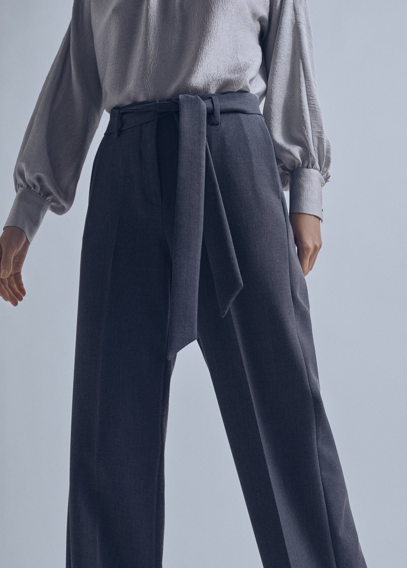 32467024-Straight palazzo trousers-Grey