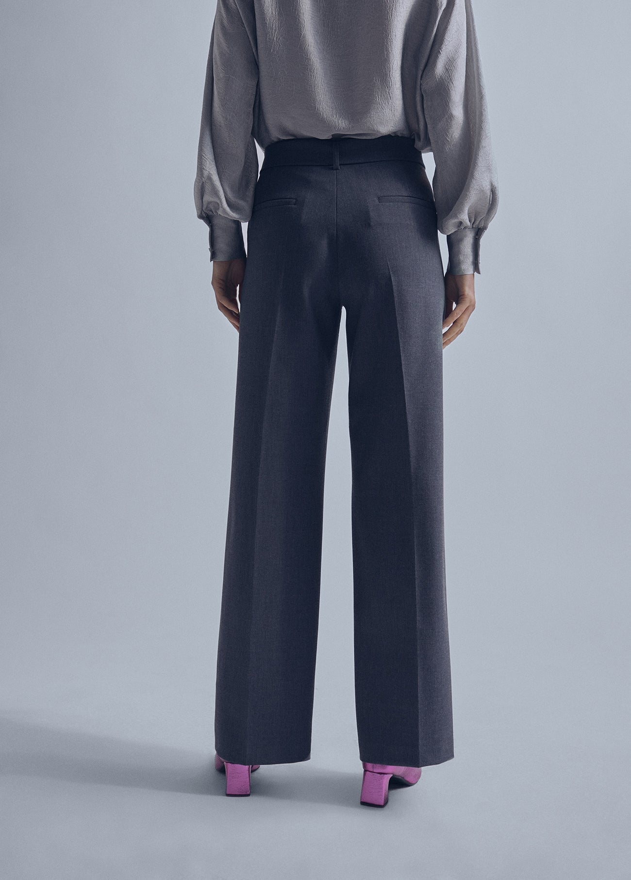 32467024-Straight palazzo trousers-Grey