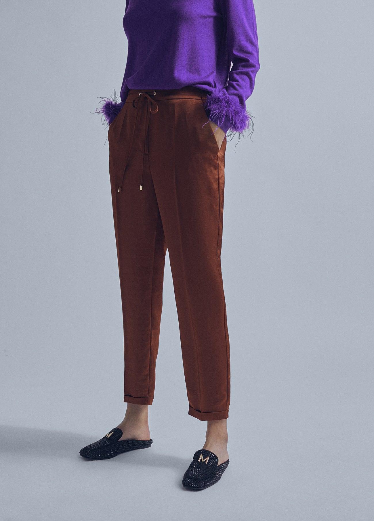 32467029-Satin joggers-Caramel