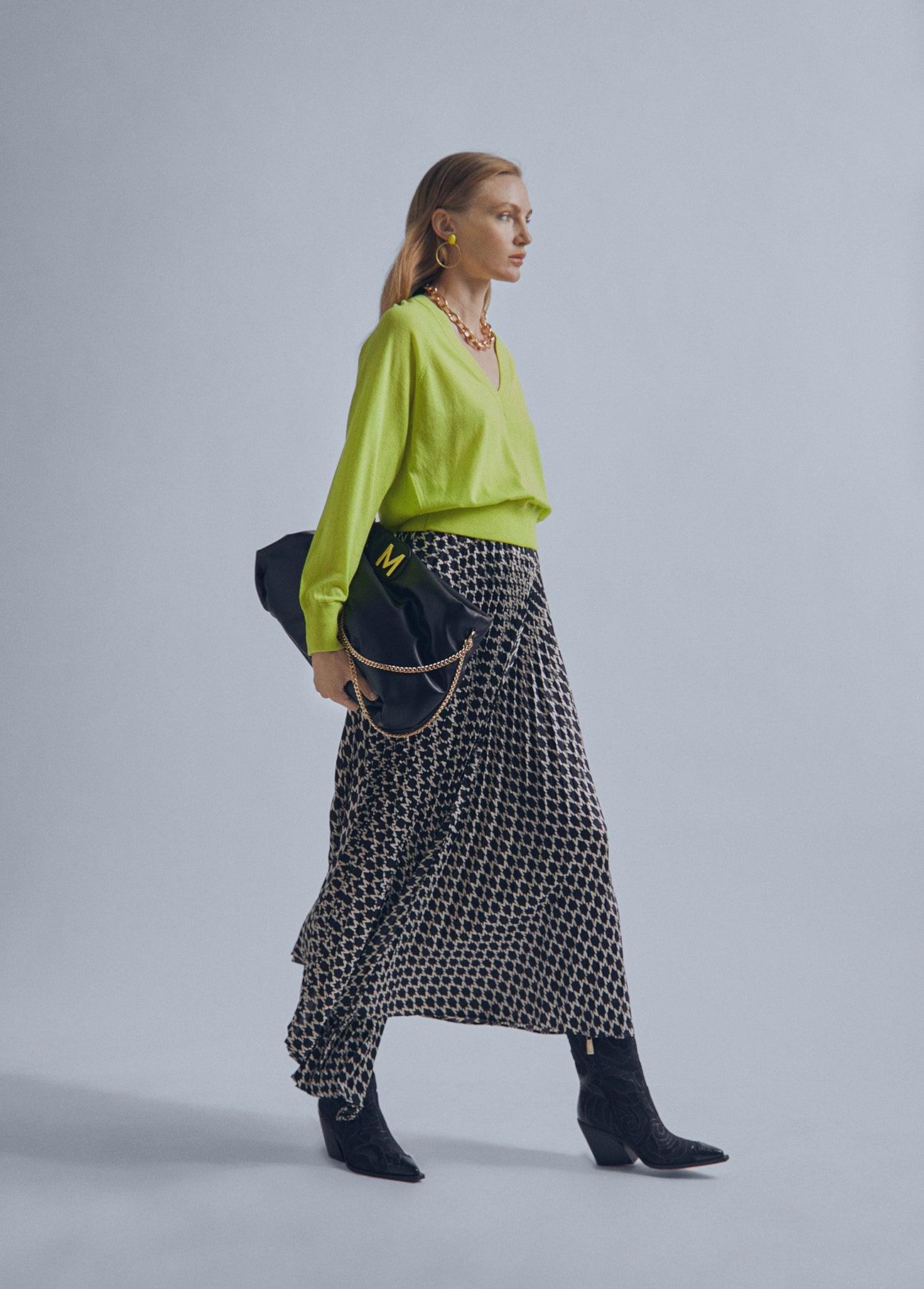 32468003-Pleated midi skirt-Black