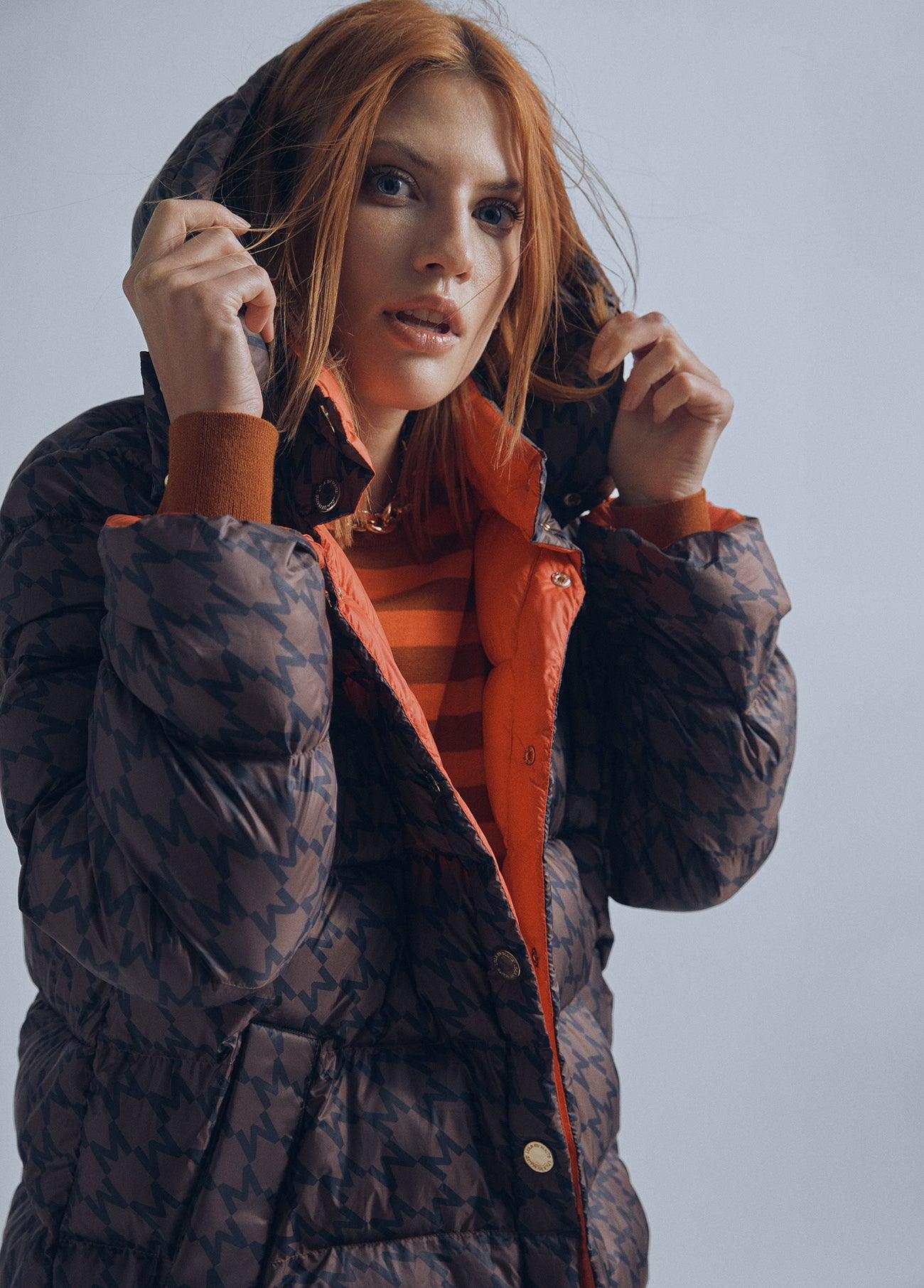 32470020-Three-quarter sleeve coat-Brown