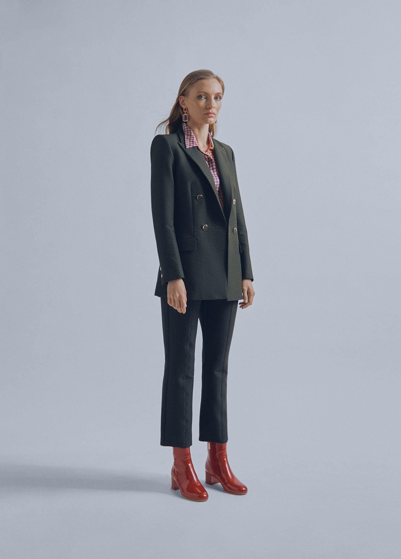 32470021-Stretch jacquard blazer-Kaki