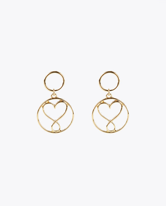 Circle earrings with infinity heart