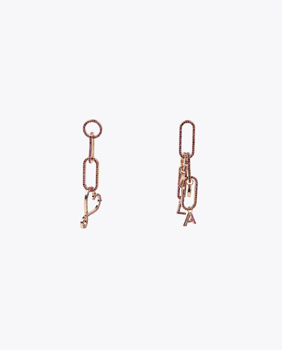 Earrings with pendants and rhinestones