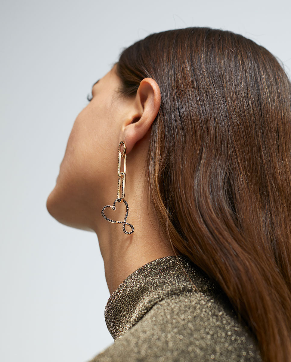 Earrings with pendants and rhinestones