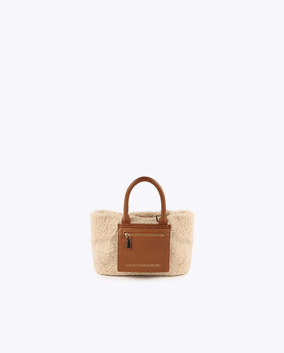 Faux shearling crossbody bag
