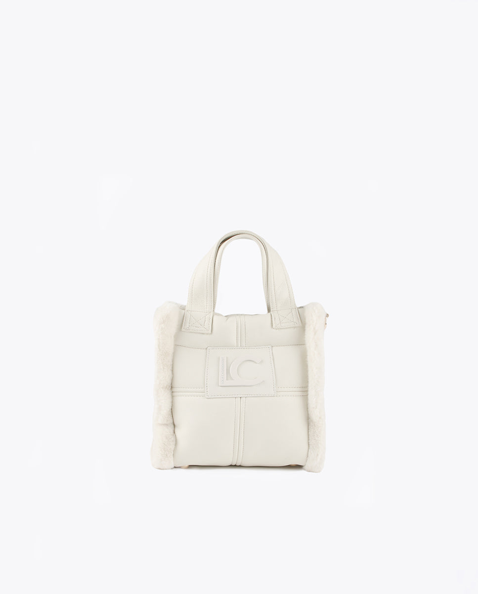 Faux leather and faux fur crossbody bag