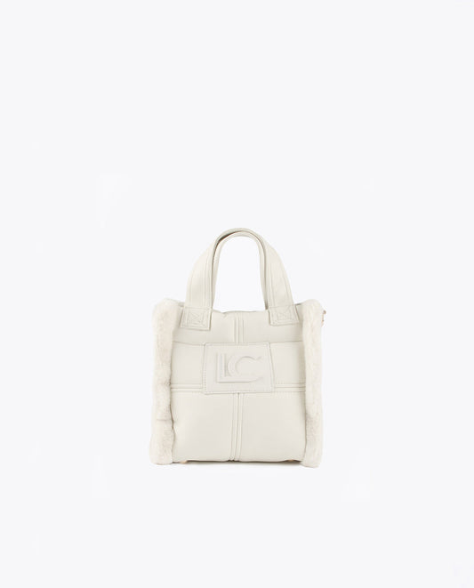 Faux leather and faux fur crossbody bag