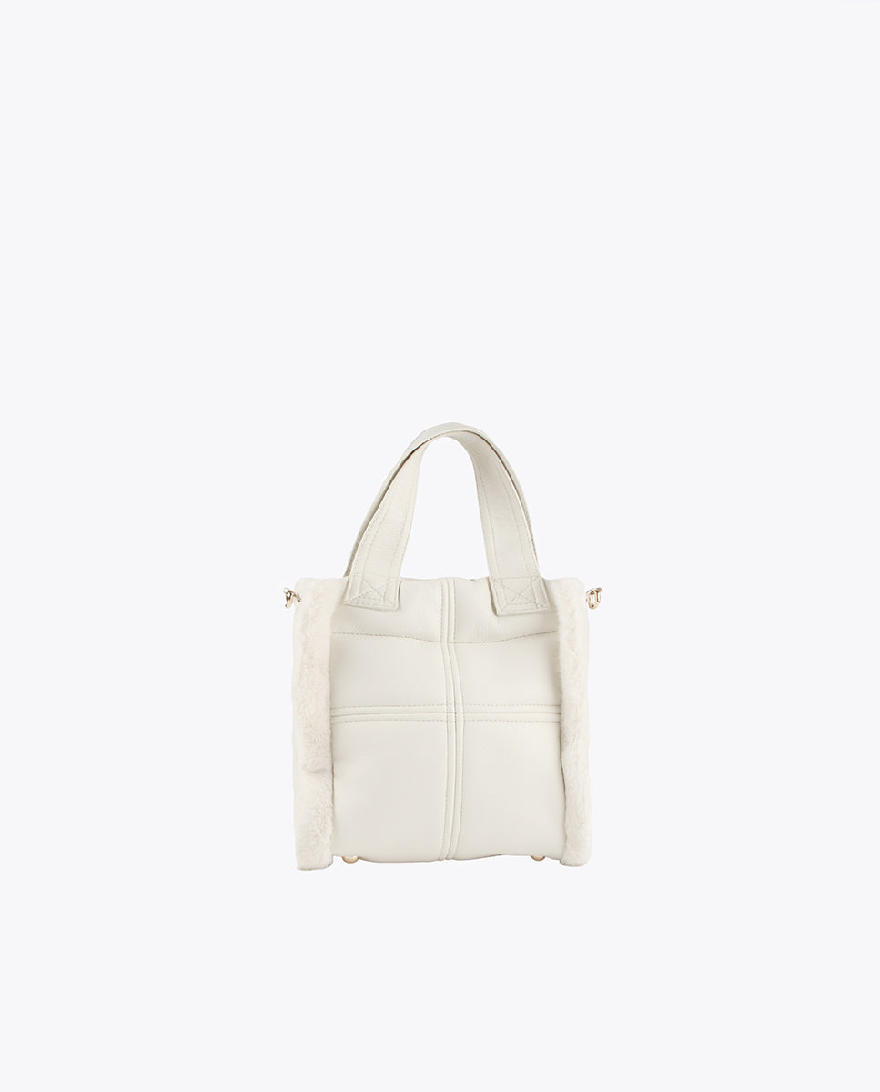 Faux leather and faux fur crossbody bag