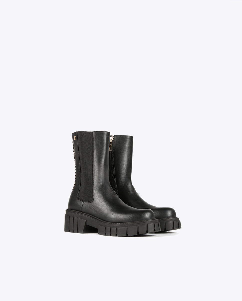 Black ankle boots with chain