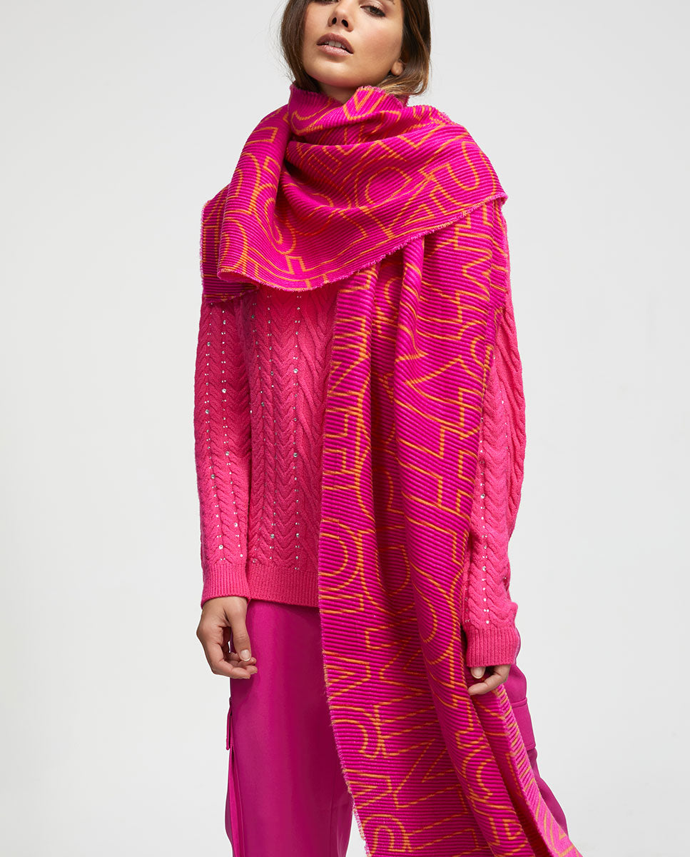 Pleated logo scarf