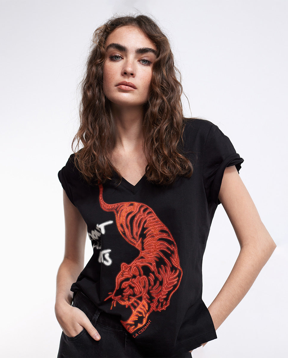 Diamanté tiger T-shirt