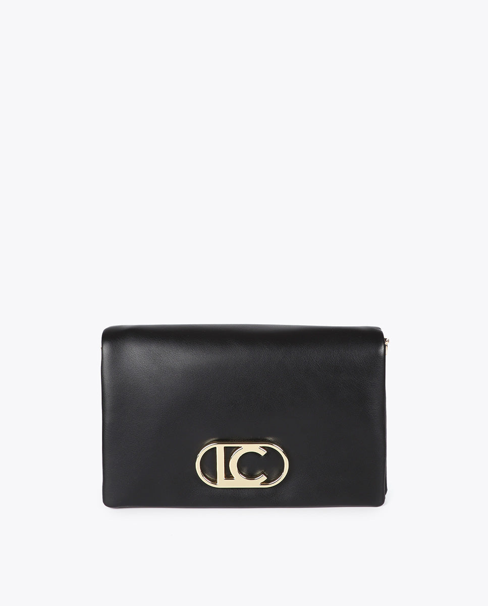 Faux Leather Crossbody with Three Compartments and Flap