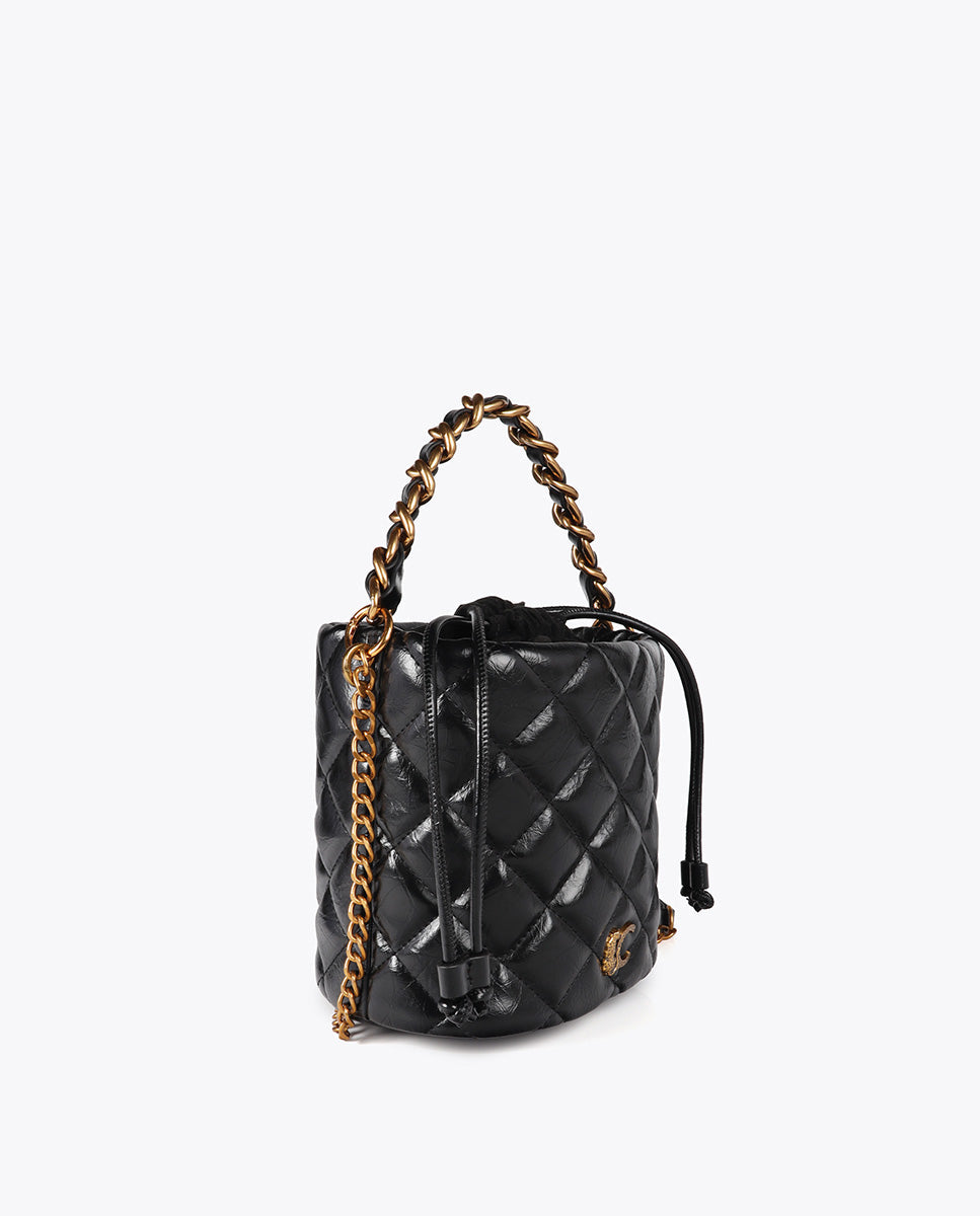 Quilted Drawstring Bag with Leopard LC Logo