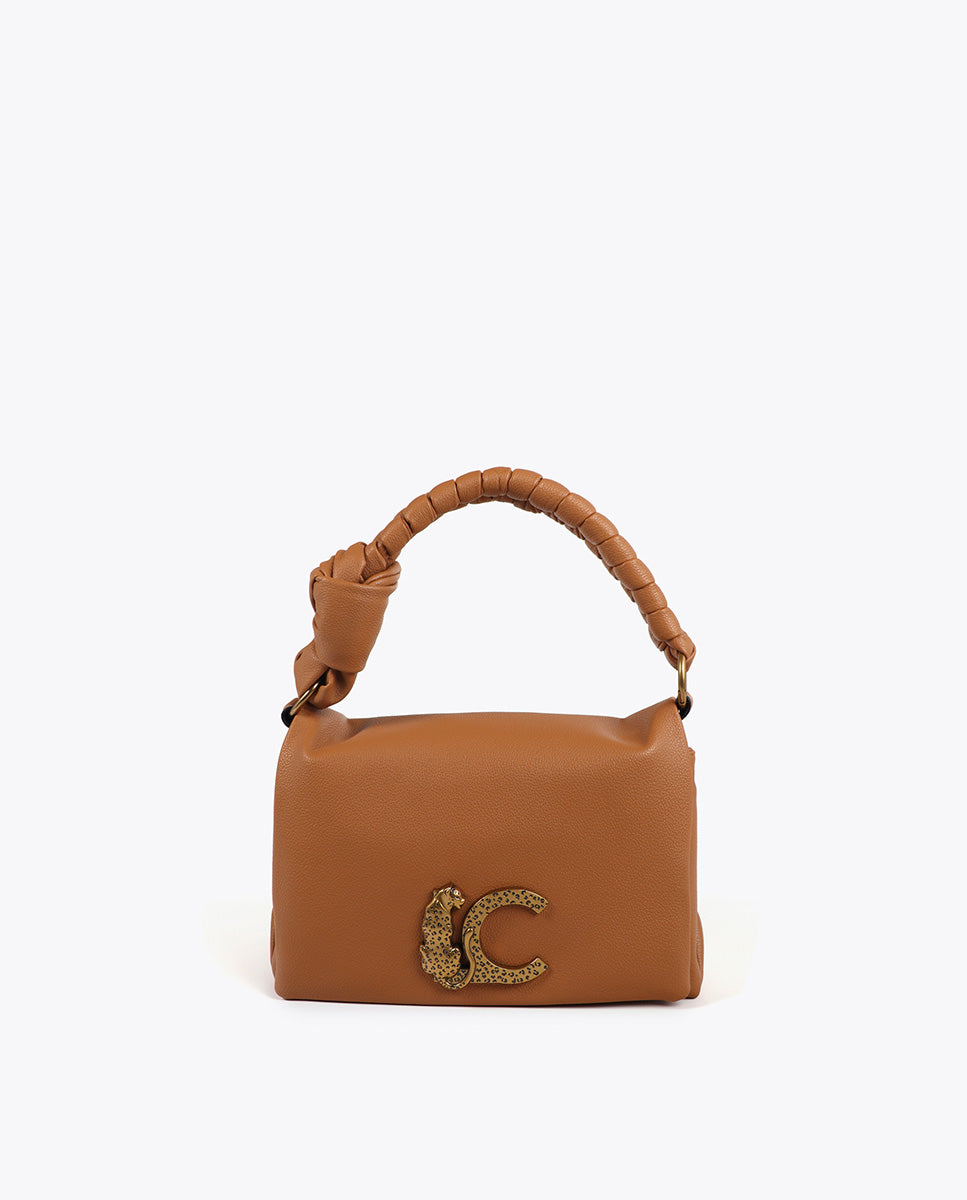 Crossbody Bag with Flap and Knot Handle. Leopard LC Logo