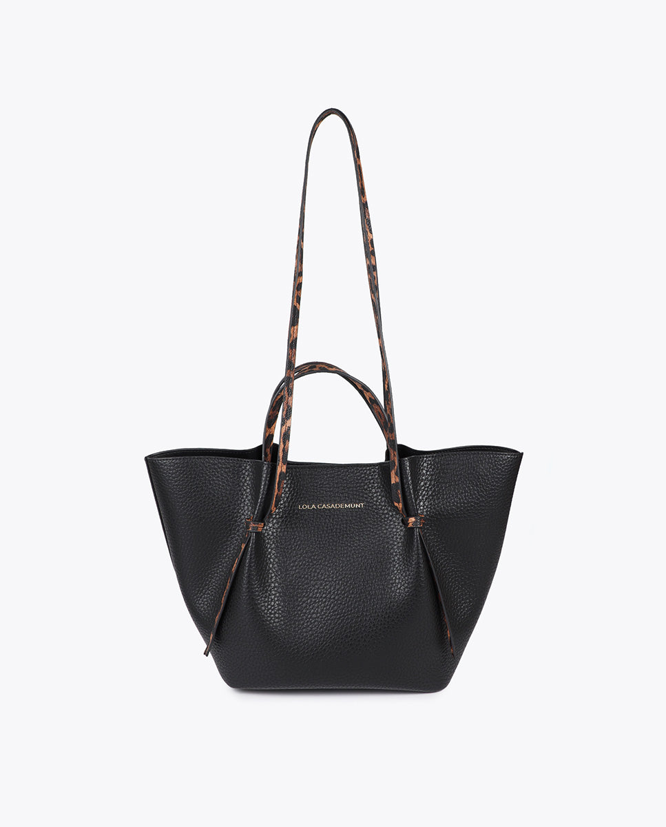 Mini shopper bag with animal print leather effect details