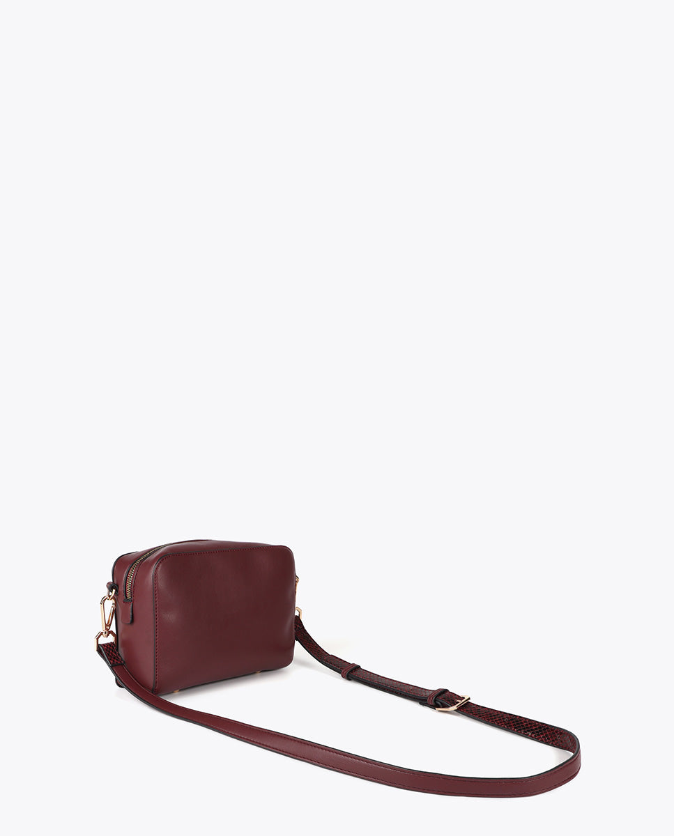 Oval LC Logo Snake Effect Crossbody Bag