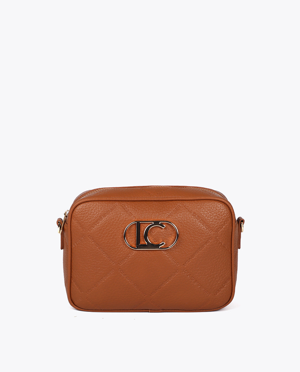Monogram Diamond Oval Logo Faux Leather Crossbody
