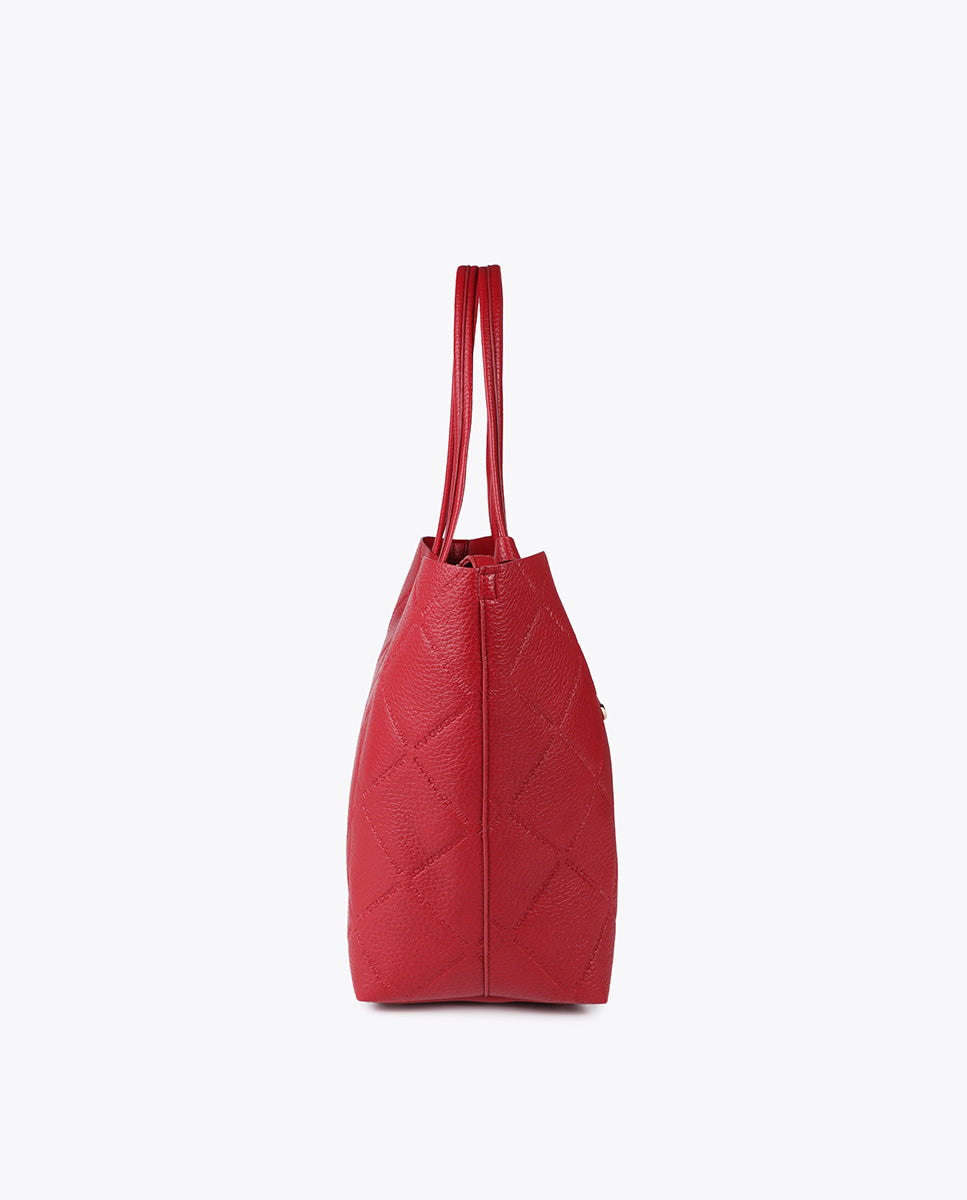 Faux Leather Monogram Shopper with Oval Logo Charm