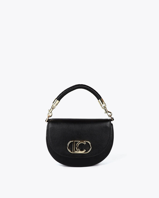 Half-Moon Flap Crossbody with Braided Handle and Metallic Details