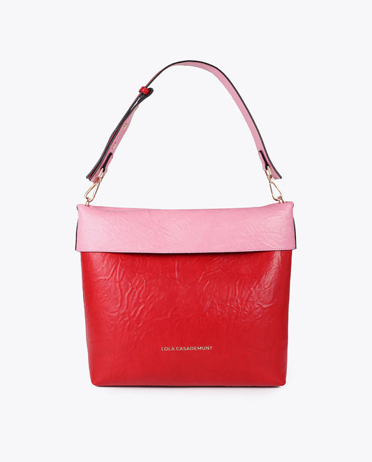 Wrinkled Effect Bicolor Hobo Bag