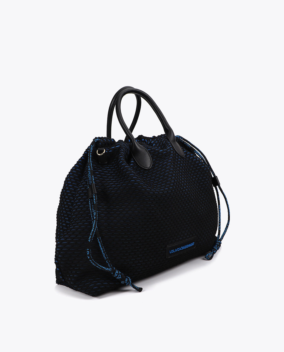 Woven Mesh Bag with Blue Interior