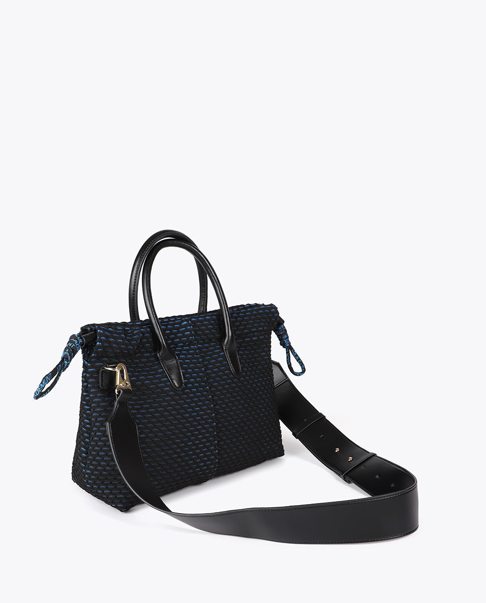 Blue Interior Mesh Fabric Shoulder Bag