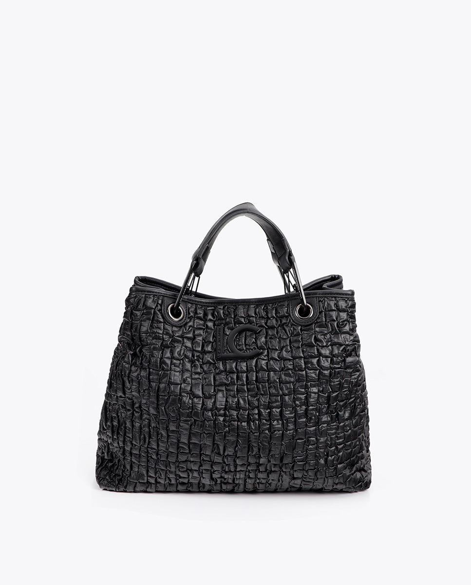 Ruched Leather Effect Bag