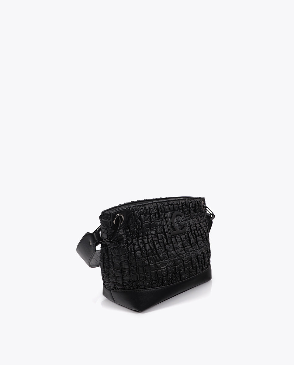 Ruched Faux Leather Crossbody