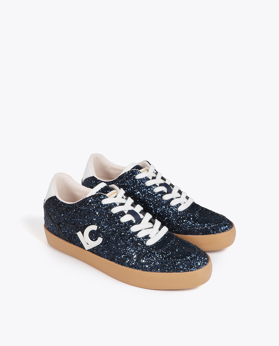 Sneakers with Hidden Wedge and Leather Details