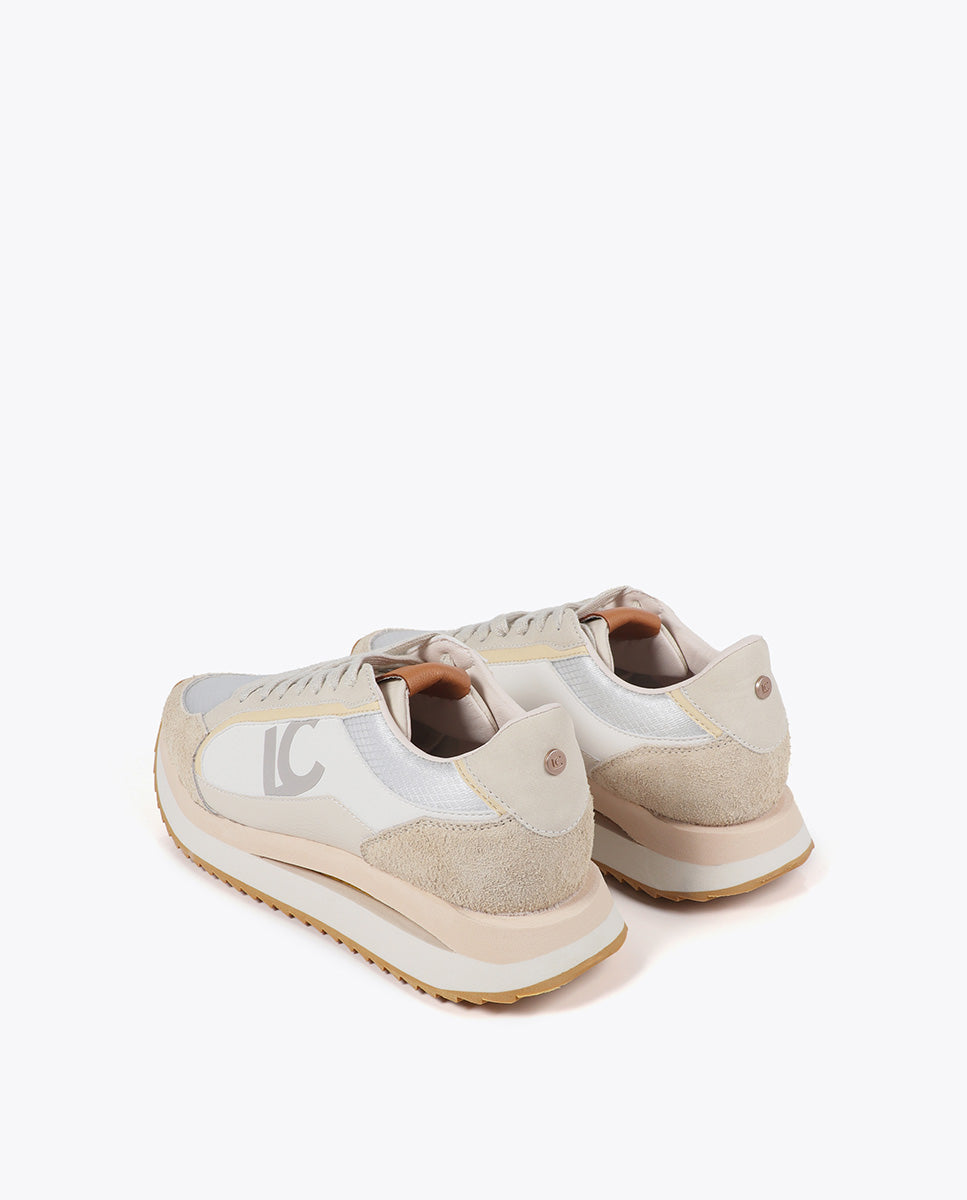 Sneakers with Multi-Texture Sole and Leather Details