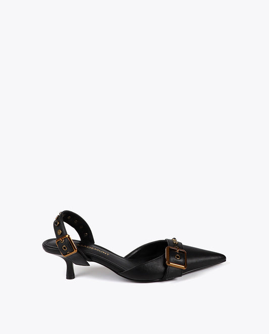 Backless Heel Shoe with Metallic Details