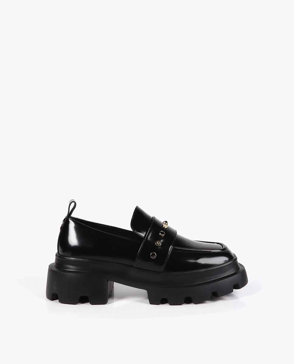 Square Toe Loafer with Stud Detail