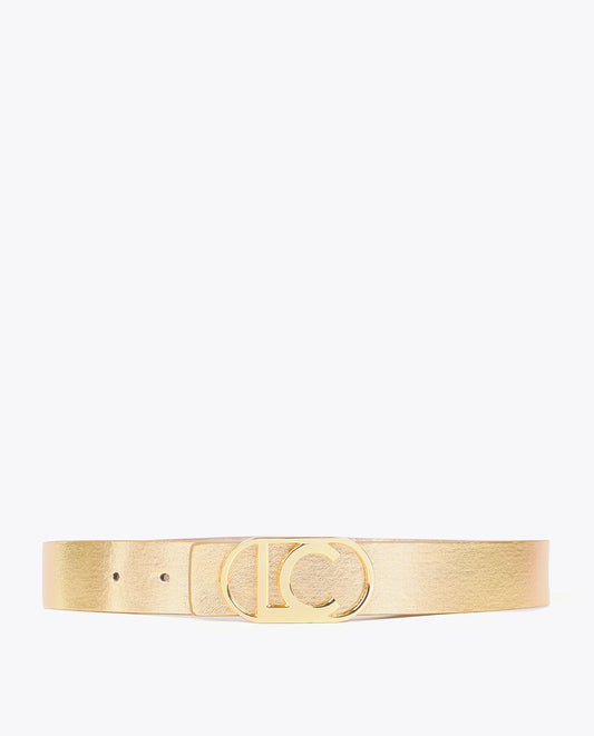 Reversible Belt with Metallic Oval Buckle