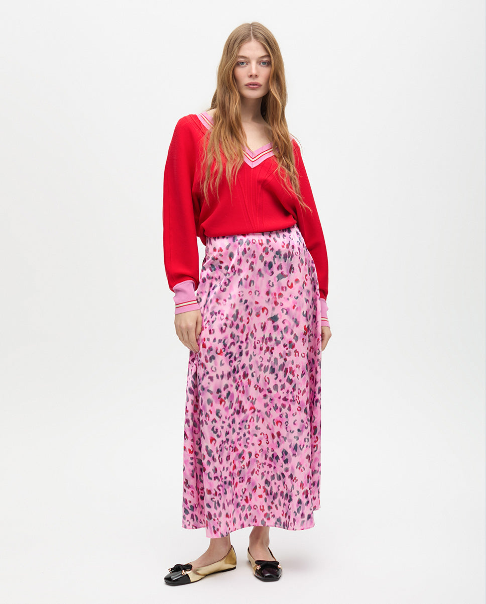 Animal Print A-line Midi Skirt