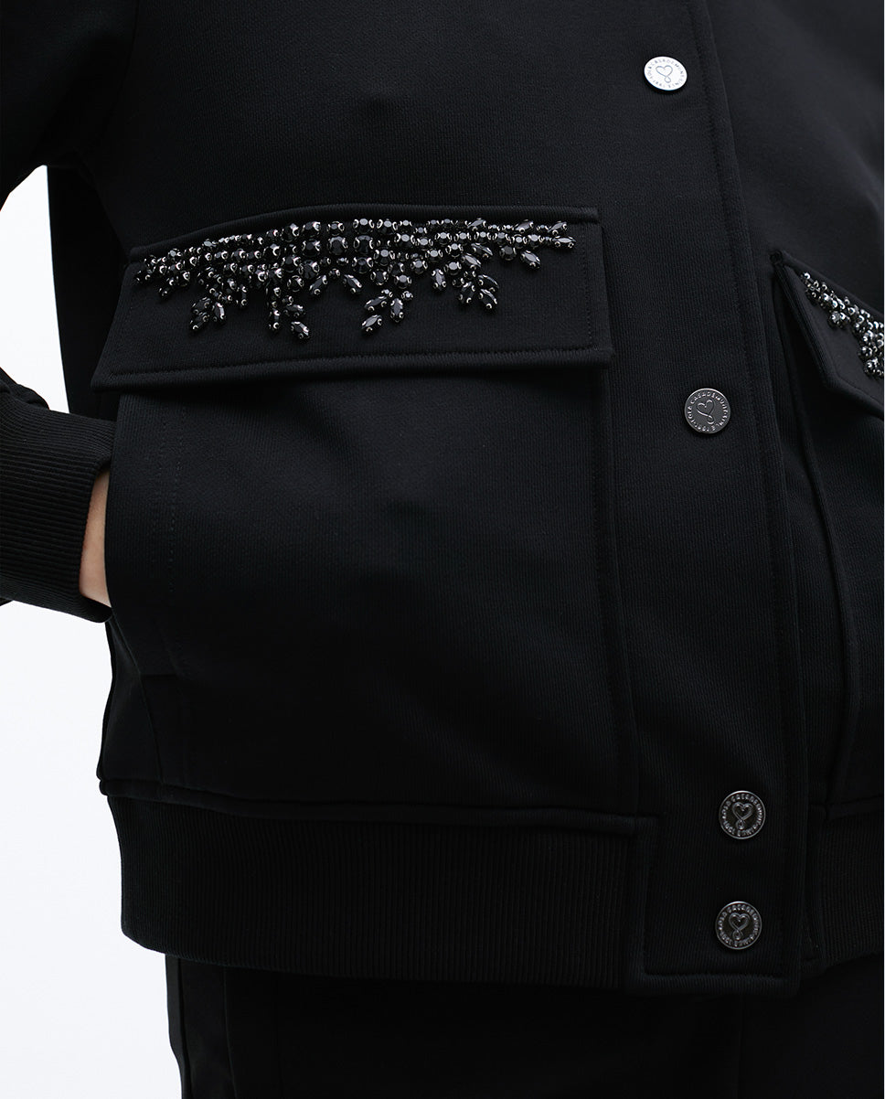 Bomber with Jewel Pocket Details