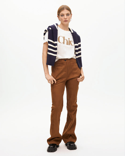 Flared Faux Suede Pants