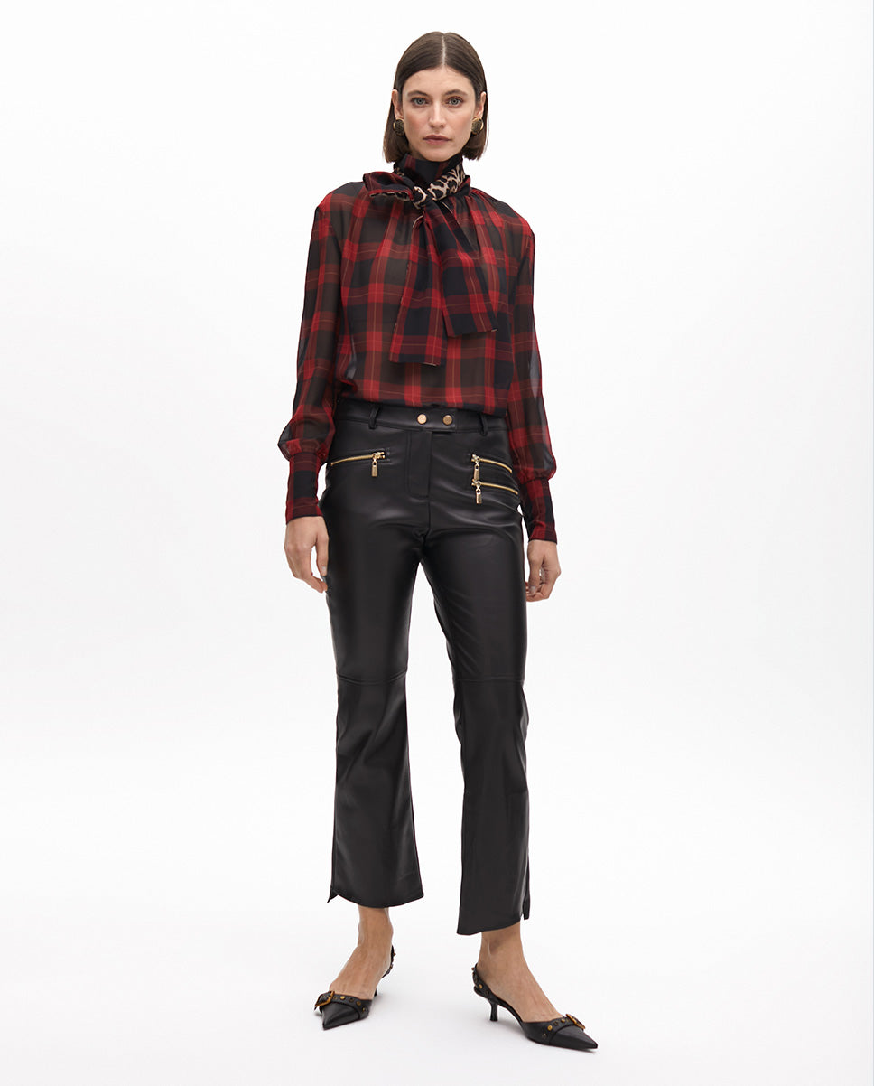 Leather Effect Zip Trousers