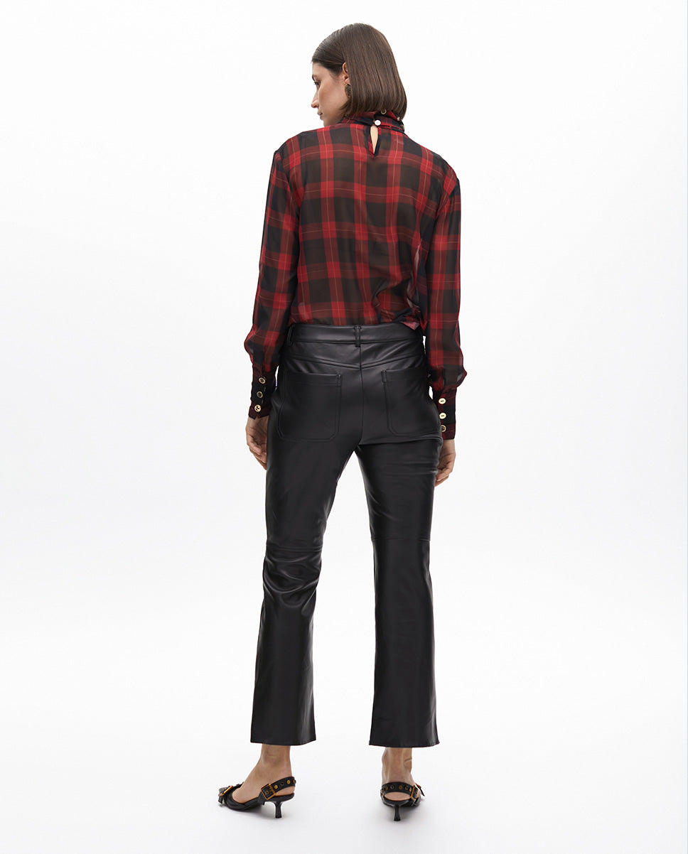 Leather Effect Zip Trousers