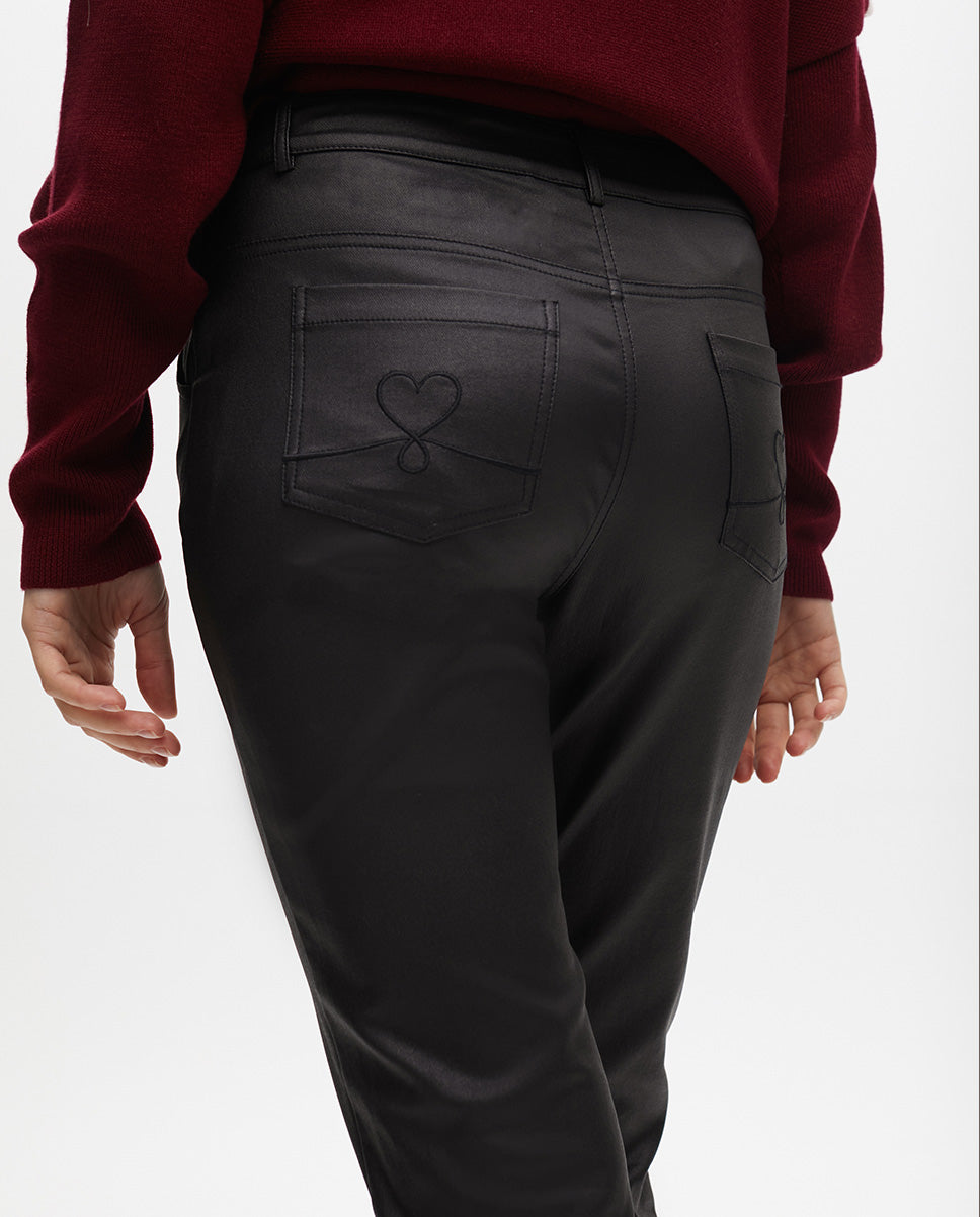 Beige Waxed Flared Pants