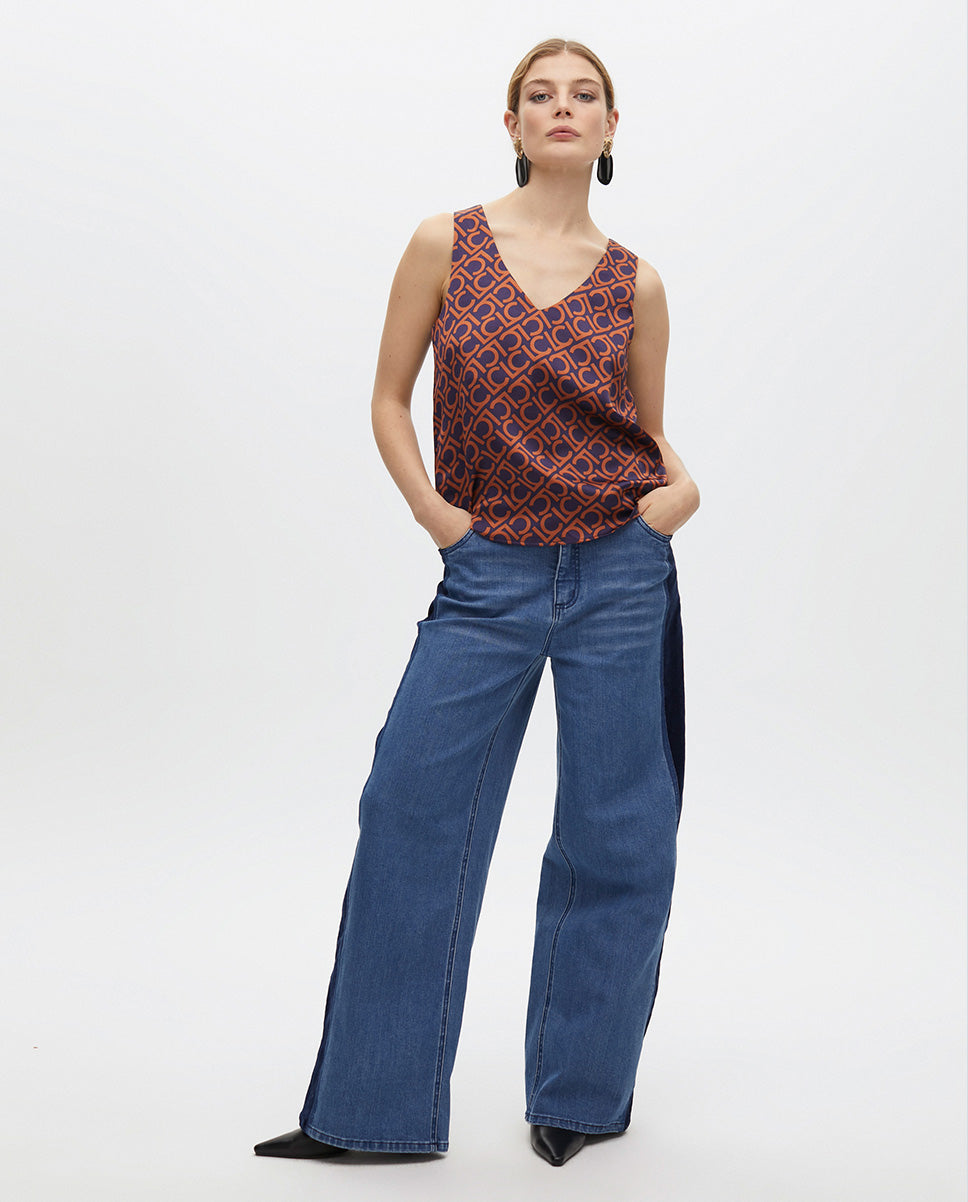 V-Neck Printed Top