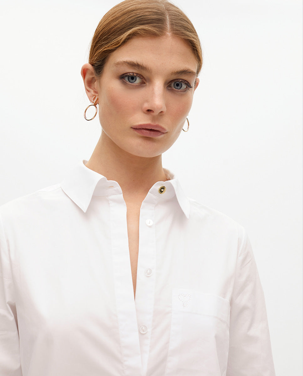 Oversize Poplin Shirt with Button Details