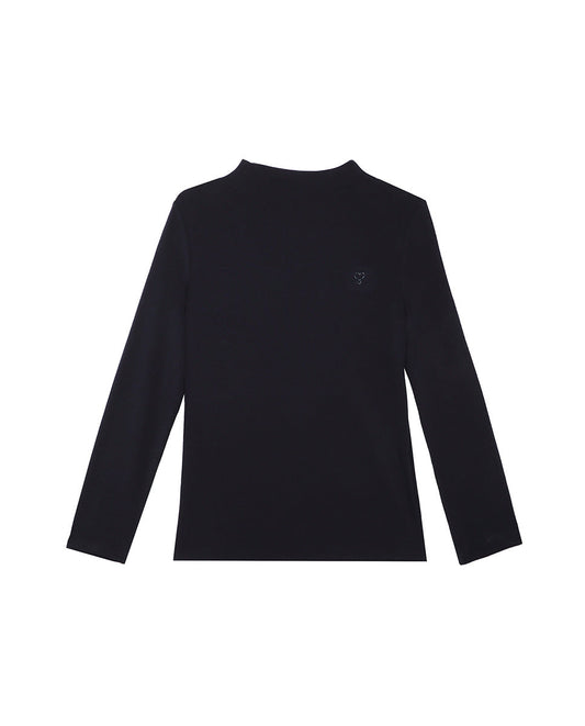 Striped mock neck T-shirt with long sleeves