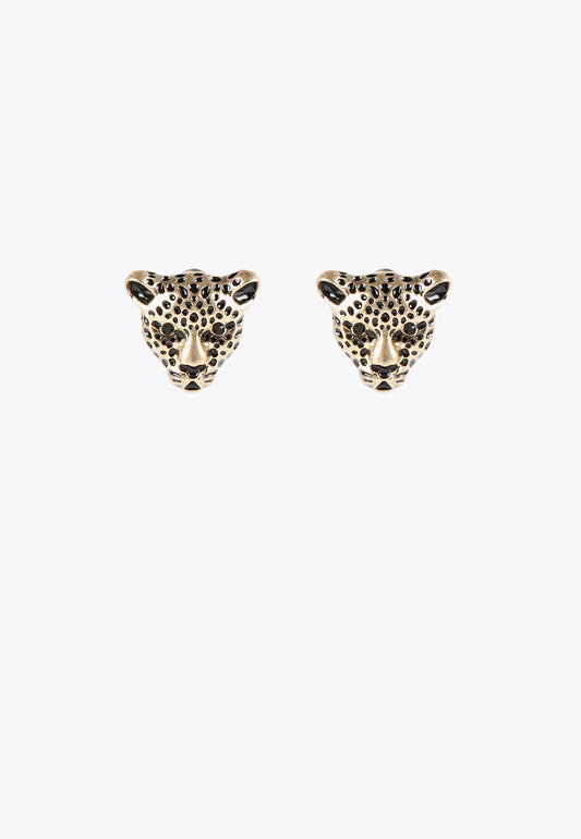 LS2403005-Gold-Leopard face earrings
