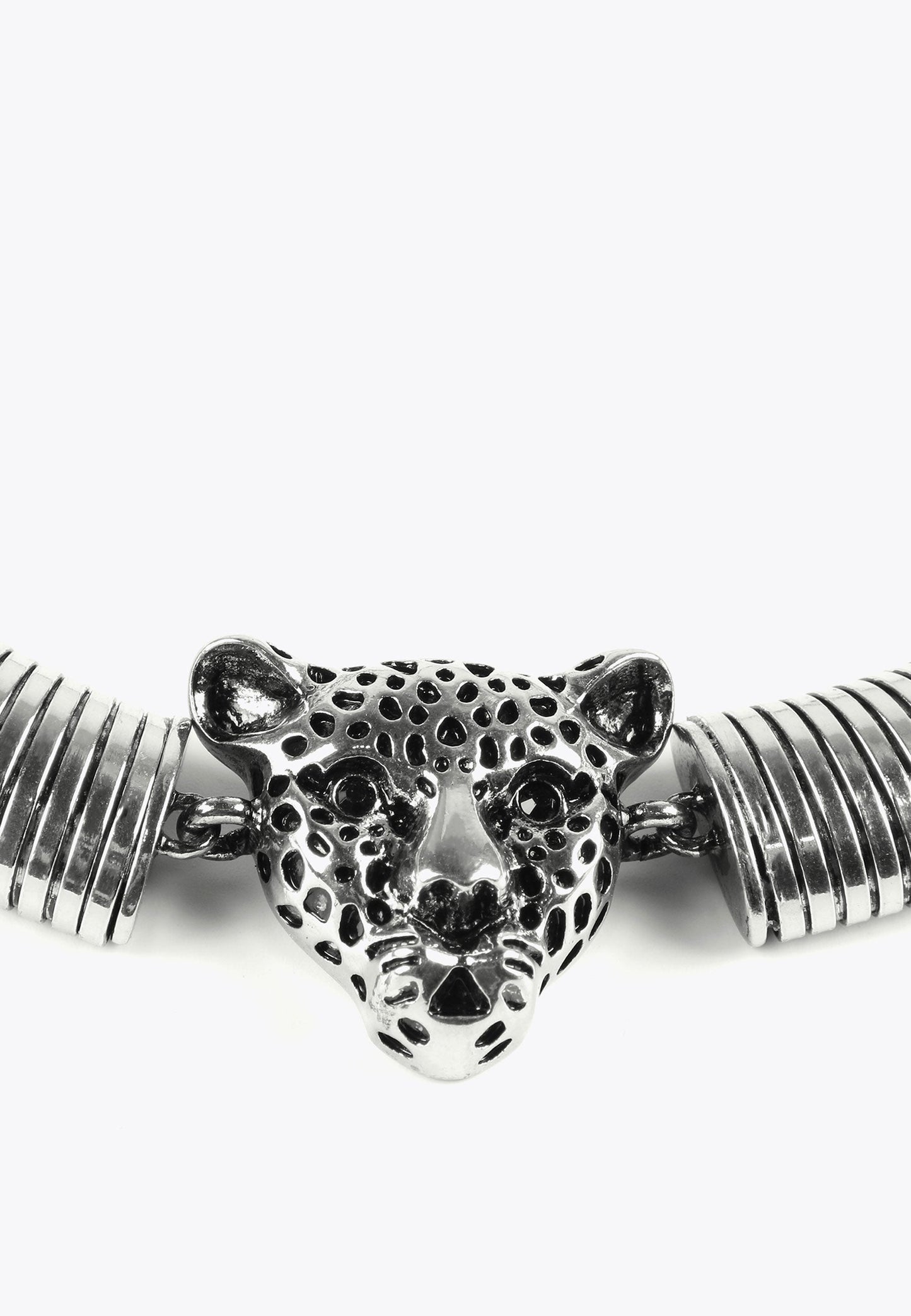 LS2403041-Silver-Leopard head necklace