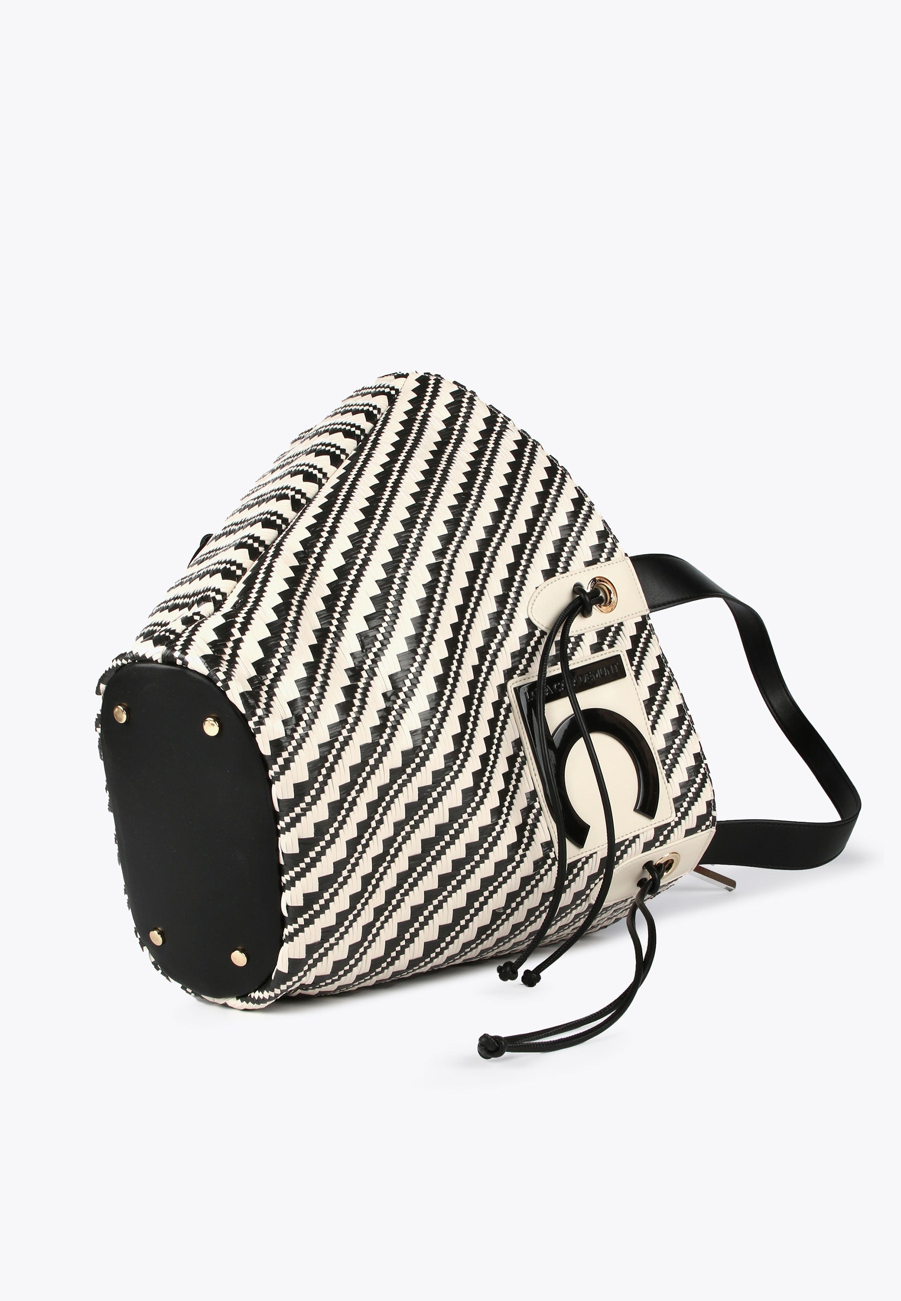 LS2404002-Black-Ecru-Two-tone basket-style tote bag