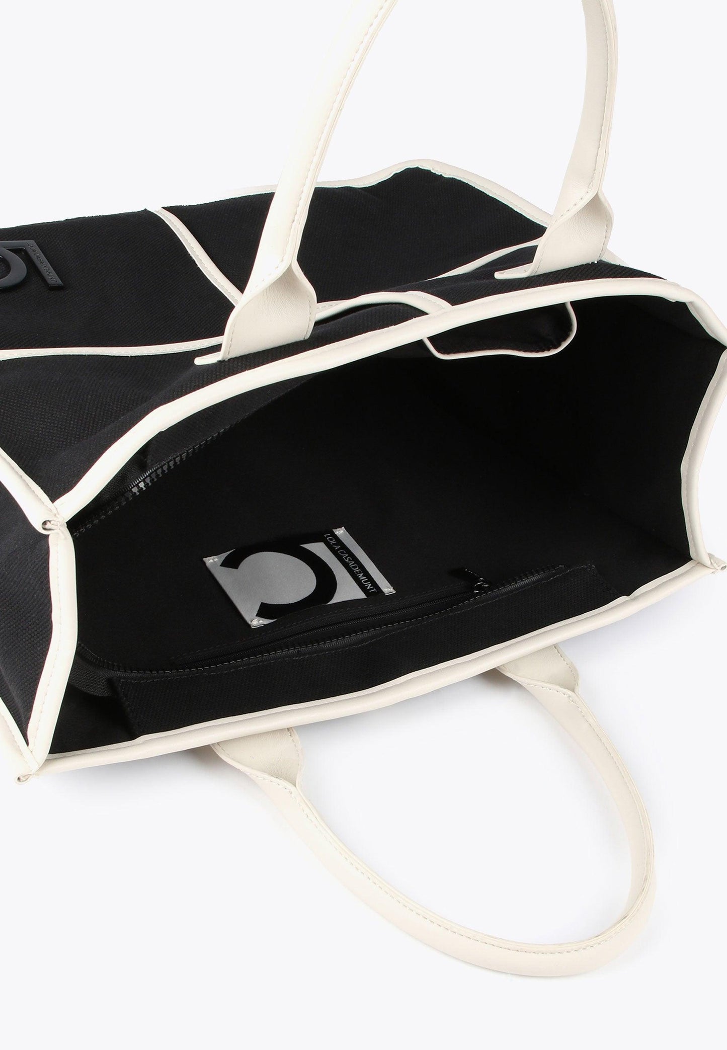 LS2404024-Black-Ecru-Black and white tote bag