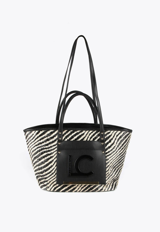 LS2404063-Black-White-Basket-style tote bag
