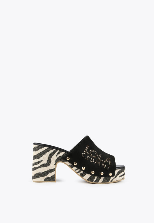 LS2405014-Black-Clogs with animal print soles